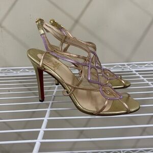 Christian Louboutin Gold and Lilac Strappy Heels